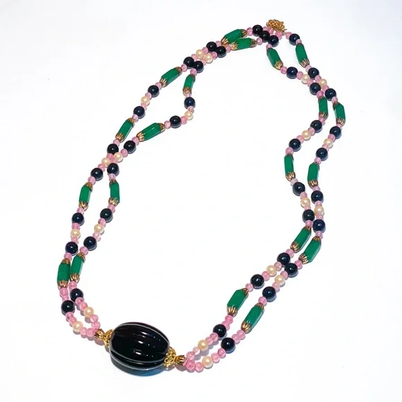 RARE! Vintage William De Lillo Beaded Double Strand Necklace